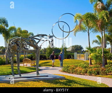 Annular Ellipse by George Rickey at The Vero Beach Museum of Art in East Central Florida Stock Photo