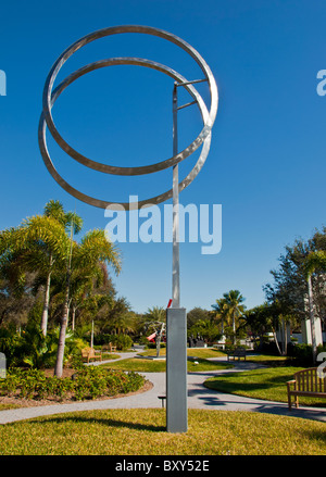 Annular Ellipse by George Rickey at The Vero Beach Museum of Art in East Central Florida Stock Photo