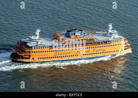 Aerial view of the Staten Island Ferry in New York City, USA, America Stock Photo
