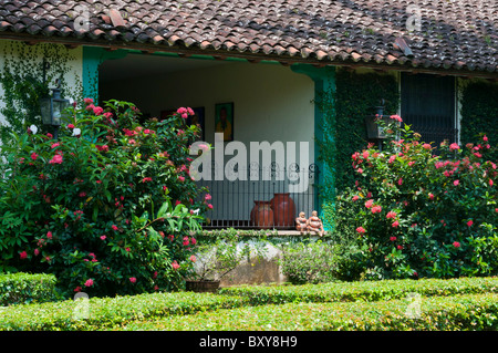Courtyard of the historical Hotel El Convento Leon Nicaragua Stock Photo