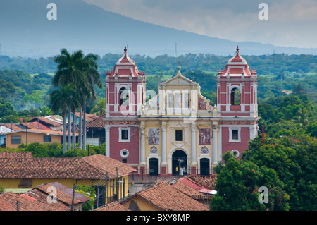 Iglesia El Calvario and view of Leon Nicaragua Stock Photo