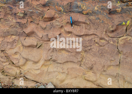 Ripple marks exposed on rock surface. Karoo basin, South Africa. Stock Photo
