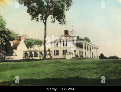 Circa 1910s antique hand-tinted photo of Mount Vernon. Stock Photo