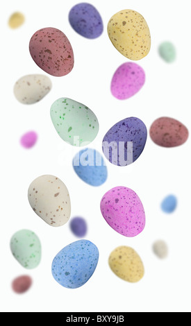 pastel shades of easter eggs with blur to simulate depth Stock Photo