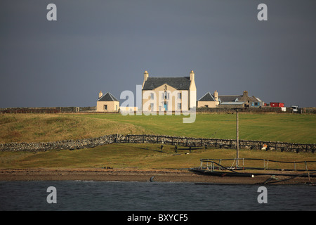 Belmont House, a recently restored Georgian country on the southern coast of Unst by the ferry terminal Stock Photo