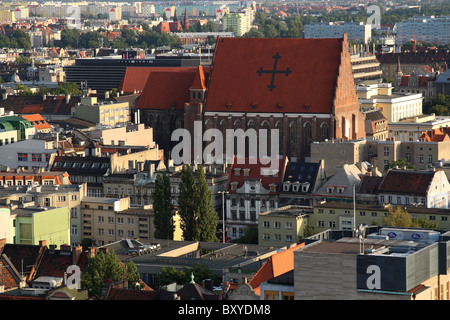 Old town in Wroclaw seen from the viewing platform of St. Elizabeth church.  Wroclaw, Lower Silesia, Poland. Stock Photo