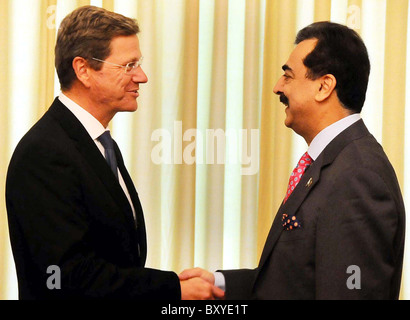 Prime Minister, Syed Yousuf Raza Gilani shakes hand with Dr.Guido Westerwelle, Foreign Minister of the Federal Republic