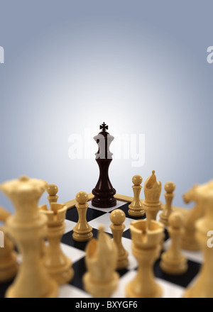Black chess king surrounded Stock Photo