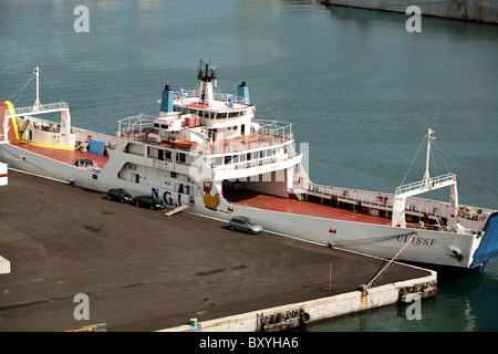 ro-ro ferry berthed in palermo harbour. Stock Photo