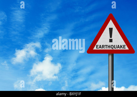 Photo realistic 'earthquake' sign, with space for text overlay Stock Photo