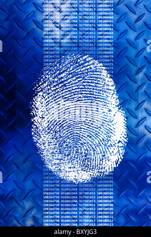 Close up of fingerprint on digital display Stock Photo