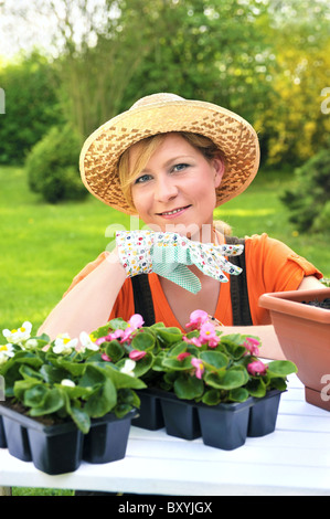 Young woman - gardening Stock Photo