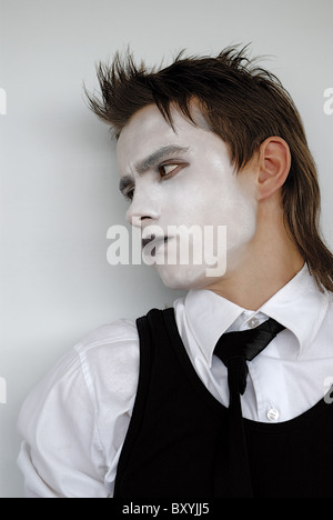 pensive dramatic mime actor. Close-up Stock Photo