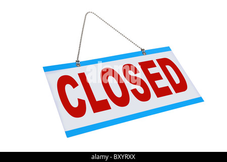 Closed sign on white background Stock Photo