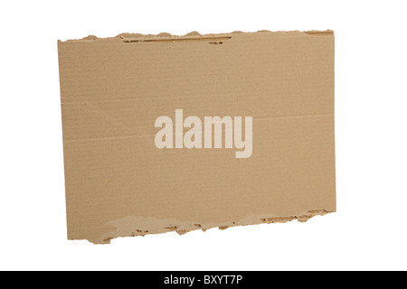 Blank cardboard sign on white background Stock Photo