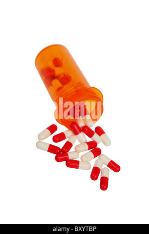 Medication pills on white background Stock Photo