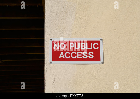 No Public Access sign on a wall. Stock Photo
