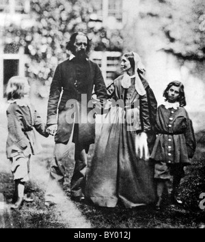 ALFRED LORD TENNYSON (1809-1892) English poet with his wife Emily Sellwood and sons Hallam (left) and Lionel Stock Photo