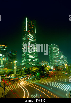 Night View of Yokohama Minato Mirai 21, Yokohama, Kanagawa, Japan Stock Photo