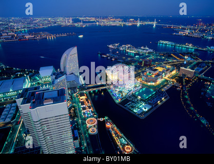 Night View of Yokohama Minato Mirai 21, Yokohama, Kanagawa, Japan Stock Photo