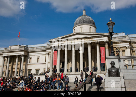 National Gallery entrance from Trafalgar Square Stock Photo