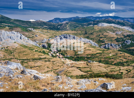 The village of Santibañez de Resoba, in the Palentine Mountains, part of the Cantabrian Mountain Range of northern Spain Stock Photo