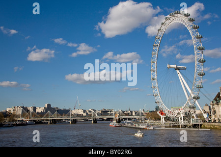 London Eye dominating the River Thames Stock Photo