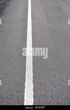 white line on black asphalt Stock Photo