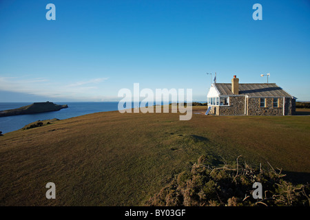 Coastguard centre at Worms Head, Rhossili, Gower, South Wales, UK Stock Photo