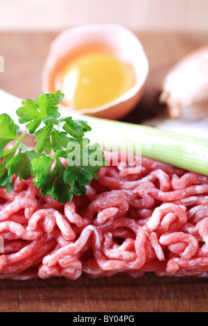 Raw minced meat on a cutting board Stock Photo