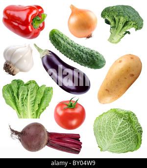 Vegetable collection isolated on a white background. File contains a path to cut. Stock Photo