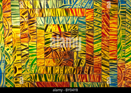 Multi-coloured mosaic detail on bowl Stock Photo