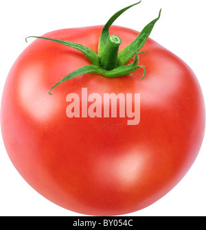 Image of tomato on white background. The file contains a path to cut. Stock Photo