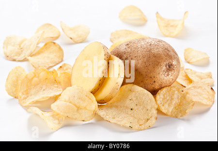 potato chips isolated on white background Stock Photo