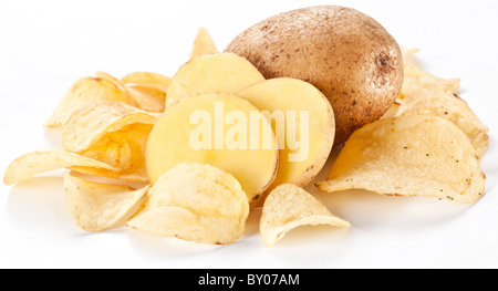 potato chips isolated on white background Stock Photo