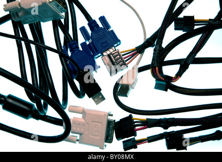 Computer and printer cables, London Stock Photo