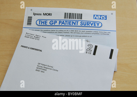 NHS GP patient survey document Stock Photo