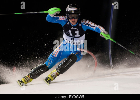 FLACHAU AUSTRIA. 11-01-2011. Tthe FIS Ladies Alpine World Cup Night Slalom race in Flachau Austria. Stock Photo