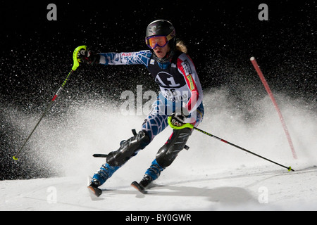 FLACHAU AUSTRIA. 11-01-2011. Tthe FIS Ladies Alpine World Cup Night Slalom race in Flachau Austria. Stock Photo