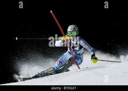 FLACHAU AUSTRIA. 11-01-2011. Tthe FIS Ladies Alpine World Cup Night Slalom race in Flachau Austria. Stock Photo