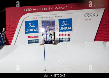 FLACHAU AUSTRIA. 11-01-2011. Tthe FIS Ladies Alpine World Cup Night Slalom race in Flachau Austria. Stock Photo