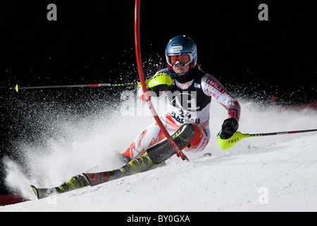 FLACHAU AUSTRIA. 11-01-2011. Tthe FIS Ladies Alpine World Cup Night Slalom race in Flachau Austria. Stock Photo