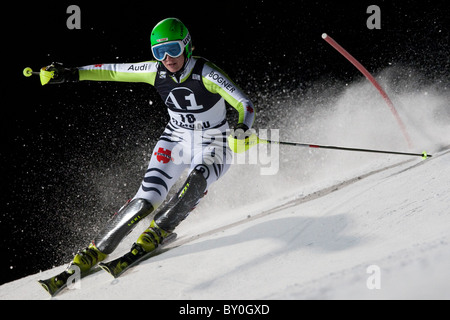 FLACHAU AUSTRIA. 11-01-2011. Tthe FIS Ladies Alpine World Cup Night Slalom race in Flachau Austria. Stock Photo