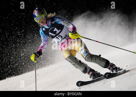 FLACHAU AUSTRIA. 11-01-2011. Tthe FIS Ladies Alpine World Cup Night Slalom race in Flachau Austria. Stock Photo