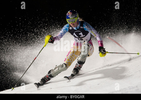 FLACHAU AUSTRIA. 11-01-2011. Tthe FIS Ladies Alpine World Cup Night Slalom race in Flachau Austria. Stock Photo