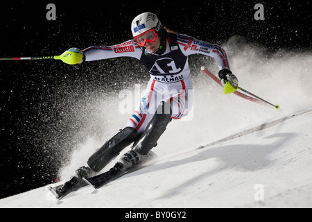 FLACHAU AUSTRIA. 11-01-2011. Tthe FIS Ladies Alpine World Cup Night Slalom race in Flachau Austria. Stock Photo