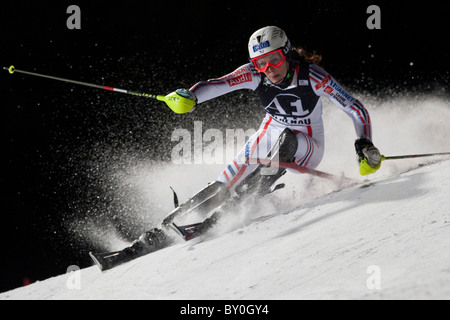 FLACHAU AUSTRIA. 11-01-2011. Tthe FIS Ladies Alpine World Cup Night Slalom race in Flachau Austria. Stock Photo