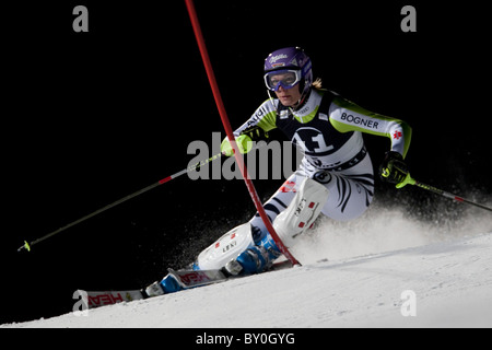 FLACHAU AUSTRIA. 11-01-2011. Tthe FIS Ladies Alpine World Cup Night Slalom race in Flachau Austria. Stock Photo