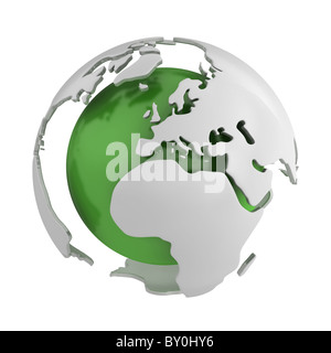 Abstract green globe, Europe isolated on white background Stock Photo