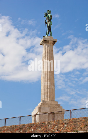 A monument of Victor (in Serbian - 'Pobednik'), Belgrade, Kalemegdan fortress, work of sculptor Ivan Mestrovic, Serbia, Europe Stock Photo